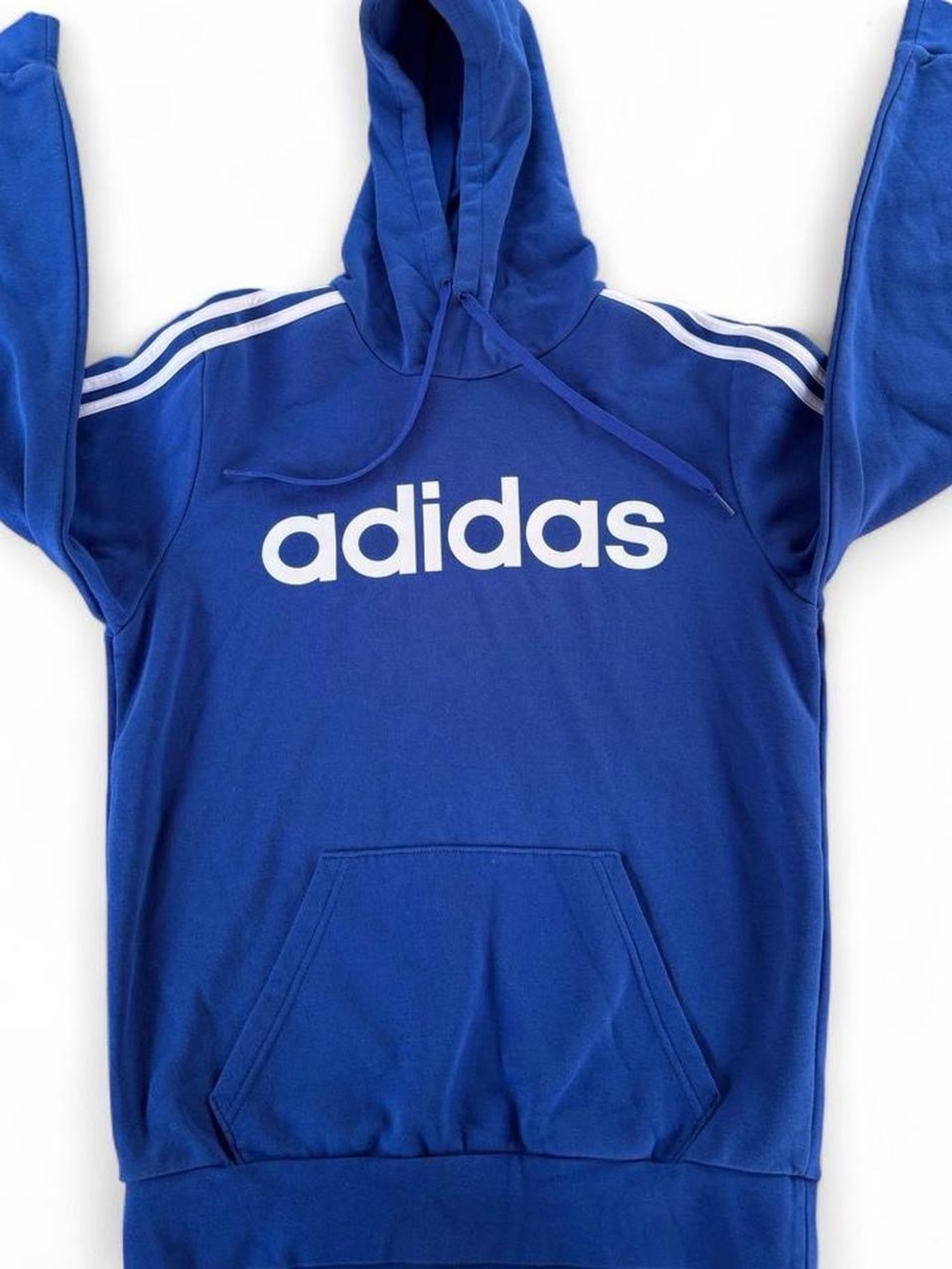 Adidas Royal Blue Hoodie with White Logo and Stripes